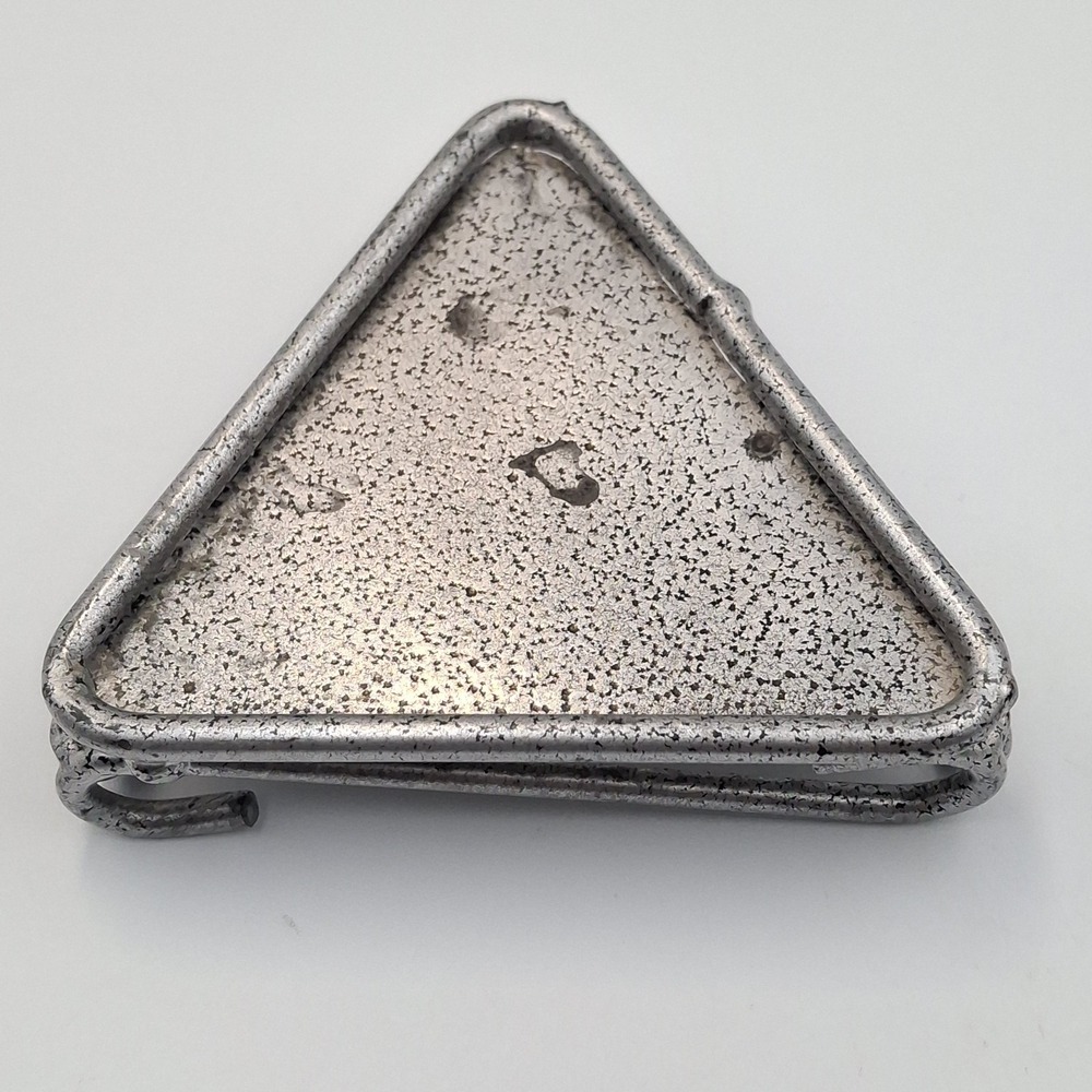 Set of 2 Mexican Metal Candle Holders Oval Triangular 1 Inch Tall Footed Unique - Picture 10 of 11